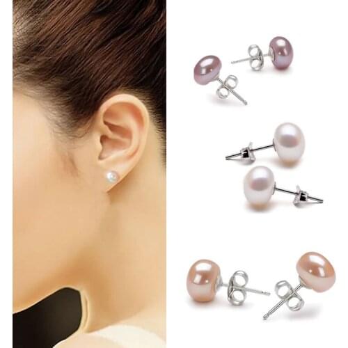 Trendy Charming Jewellery Accessories Freshwater Pearl Woman Earrings Color White Pink Purple 2019
