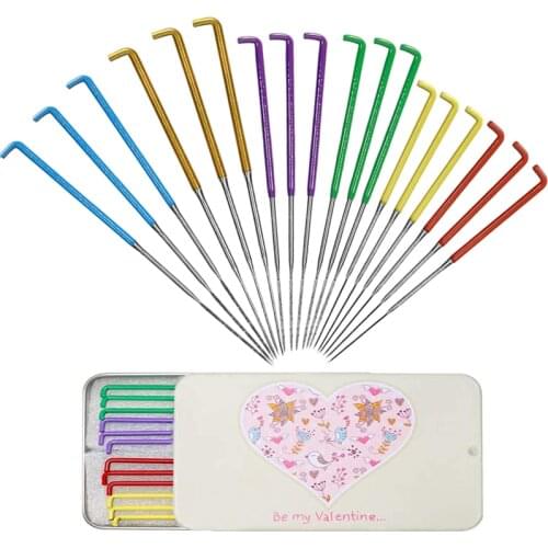 LMDZ 18Pcs 6 Colors Triangular Felting Needles Tool Kit Beginners DIY Craft Needlework Poke Needle Felting with Iron Box