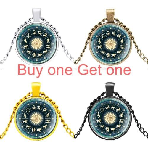2021 New Arrival Twelve Constellations Fashion Glass Dome Pendant Necklace Men Women Charm Jewelry Gifts