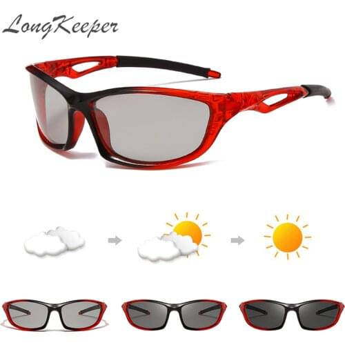 LongKeeper Photochromic Sunglasses For Men Black Red Polarized Sun Glasses Driving Goggles UV400 Sport Eyewear Gafas De Sol