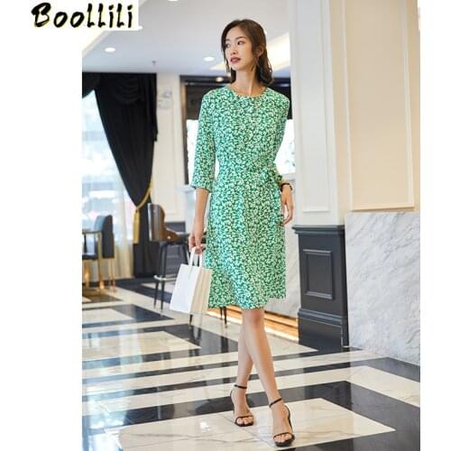 Boollili Real Silk Dress Summer Dress Women Korean Vintage Beach Dress Elegant Party Dresses Woman Vestidos Ropa Mujer