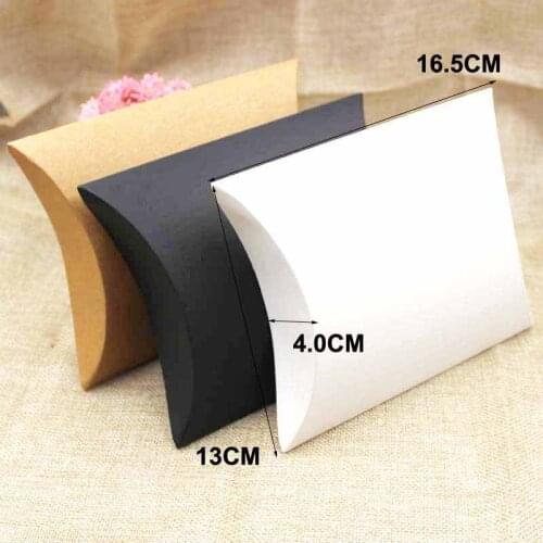 ZerongE jewelry 50pcs big pillow box gift box black/brown/white color gift display box for gift/candy favors/products