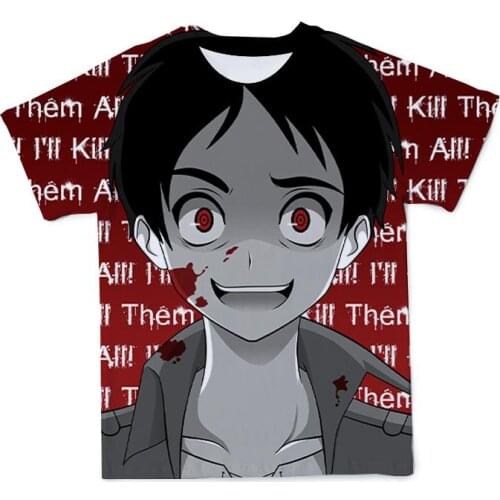 Popular 3d attack on titan anime figure mens cloth Summer comfortable manga graphic oversiezed boys top kids anime top cloth