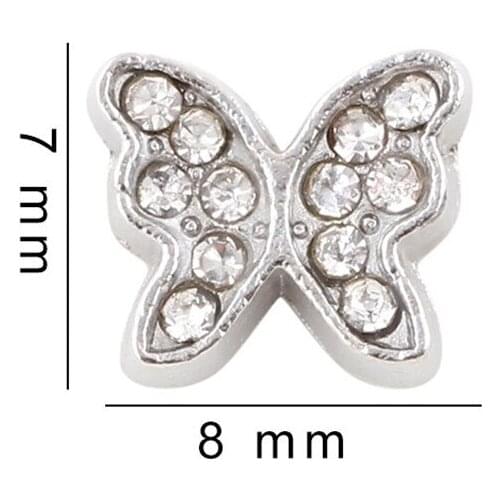 Silver Plated April Crystal Butterfly Charms Pendants For Jewelry Making Diy Floating Locket Charm Handmade