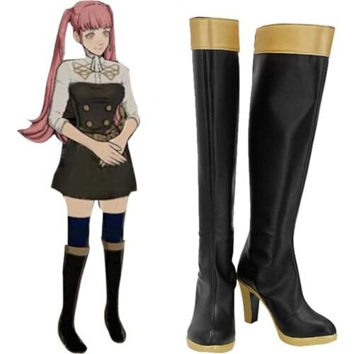 Fire Emblem: Three Houses Cosplay Shoes Fire Emblem Petra Black Heels Boots Custom Made L320