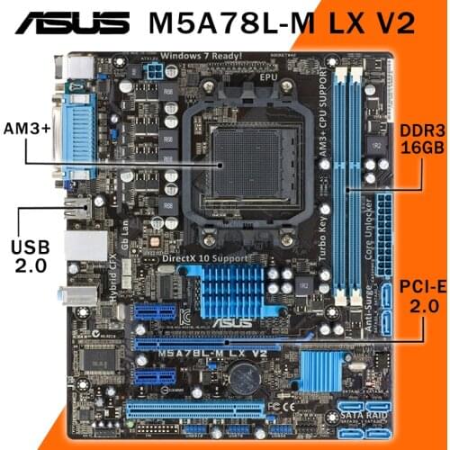 Socket AM3/AM3+ Asus M5A78L-M LX V2 Motherboard DDR3 Phenom II/Athlon II/Sempron 100 Desktop AMD 760G/780L Placa-mãe AM3/AM3