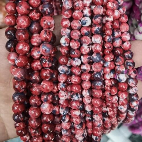 Fctory Price Natural Black Fuchsia Colorful Stone Round Loose Beads 16" Strand 4 6 8 10 12 MM Pick Size For Jewelry Diy
