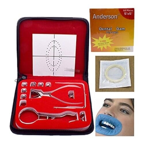 Dental Dam Perforator Hole Puncher Set Rubber Dam Mouth Gap Mouth Opener Pure Latex Dental Dam Rubber Dam Template Dentist Tools
