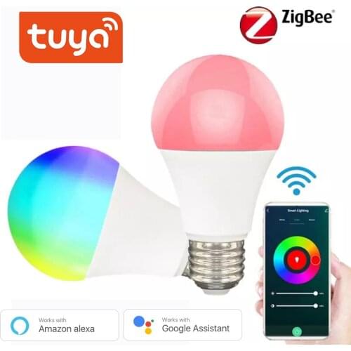 Tuya ZigBee 3.0 Led Bulb 9W E27 Bulb Light AC110-250V RGB+W+C Remote Voice Works with Smartthings Alexa Echo Hub Google Home