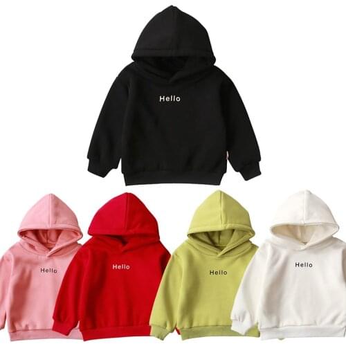 Girls Sweatshirt Spring Autumn Toddler Kids Hooded Clothes Black White Pink Hoodies for Girls Children Hello Plain Hoodie Coat