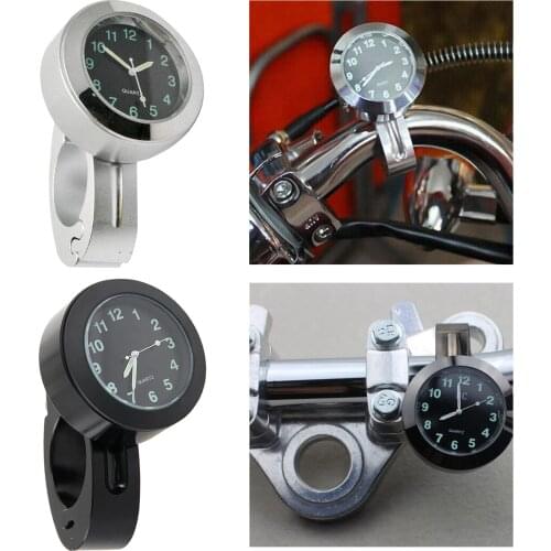 Universal Waterproof Motorcycle Handlebar Mount Clock Fit Handlebar Black Dial Watch for Harley/honda/yamaha/street Bike