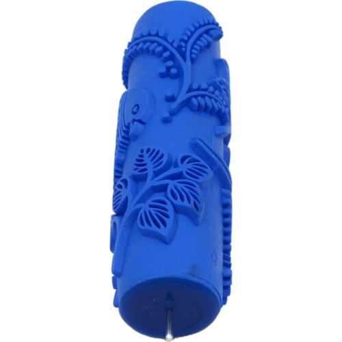 Bird Leaf Pattern Paint Roller In/Outdoor F/ DIY Wall Decoration No Handle