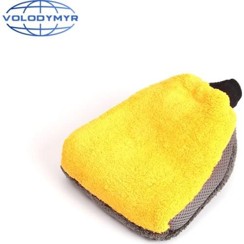 Volodymyr Wash Mitt Microfiber Car Window Cleaner Detailing Tools Orange Detailer Soft and Absorbent for Auto Cleaning Carwash