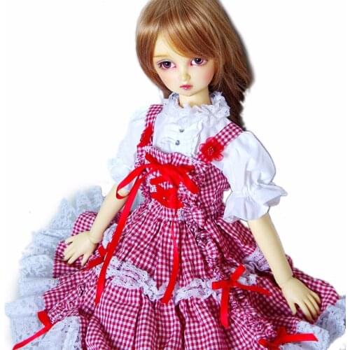 [wamami] 144# White&Red Plaid Dress/Shirt/Outfit For 1/4 MSD AOD BJD Dollfie