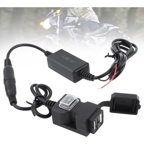 9V-90V DC 5V 2.1A 1A Double USB Charger Adapter Waterproof Motorcycle Charger with Switch Button and Two Kinds Base Brackets
