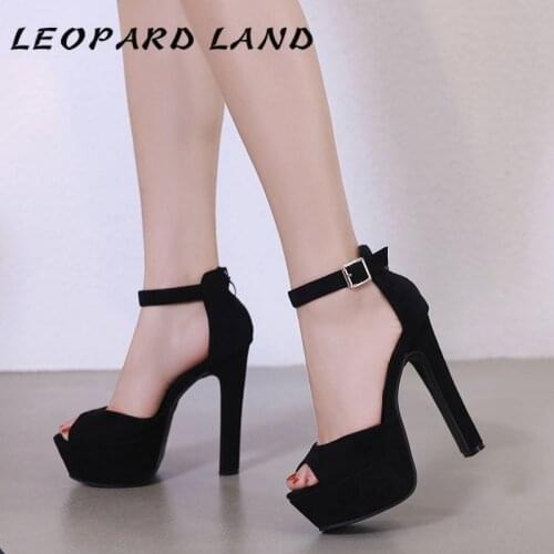LEOPRAD LAND Women Sexy 2020 Summer Thick High Heel Platform Sandals One Buckle Fish Mouth womens Shoes CWF-qjz0083-35