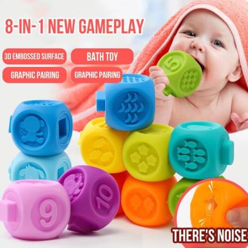 10pcs/set 3D Baby Toys Gnaw Large particl soft rubber building blocks Baby Early Educational Toys Building Blocks Hand toy