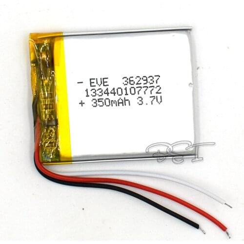 10Pcs 3.7V 350mAH 362937 3Wire Li-Polymer Rechargeable Lithium Li-ion Battery For Toy Recorder GPS MP3 MP4 Bluetooth Glasses Nav