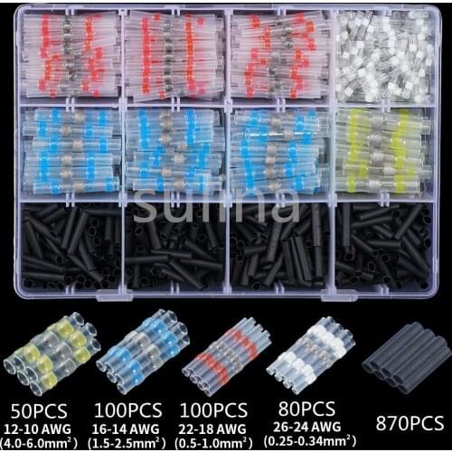 1200PCS Mixed Heat Shrink Connect Terminals Waterproof Solder Sleeve Tube Electrical Wire Insulated Butt Connectors Kit
