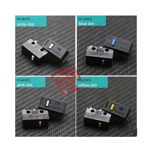 2pcs/pack Original New HUANO Mouse Micro Switch Micro Button White/yellow/blue/pink Dot for Choice