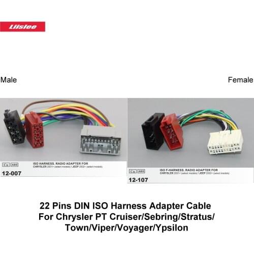22 Pins DIN ISO Harness Adapter Cable For Chrysler PT Cruiser/Sebring/Stratus/Town/Viper/Voyager/Ypsilon