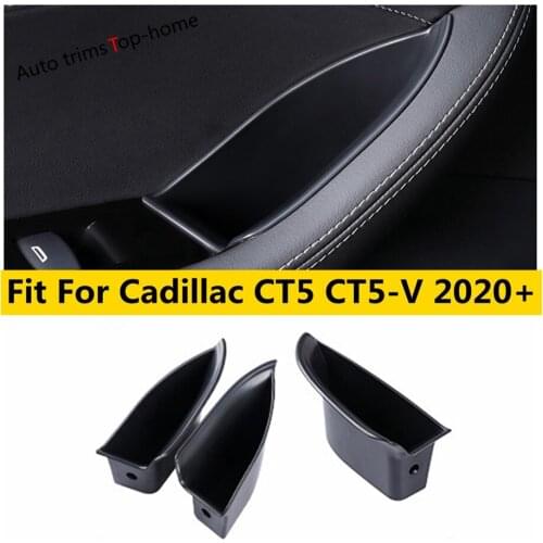 Yimaautotrims Car Door Handle Storage Automobile Organizer Box Phone Holder Plastic Cover Trim For Cadillac CT5 CT5-V 2020 2021