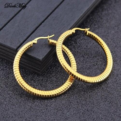 DarkMag Hot Statement Large Hoop Earrings for Women Gold Color Round Gold Earrings Luxury Jewelry for Wedding Anniversary Gift
