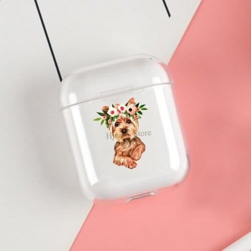 Cute Yorkie Dog Cases For Apple AirPods 1 2 Case Clear Wireless Bluetooth Earphone Case Protective Shell