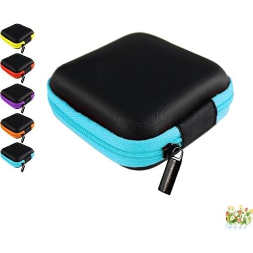 1PC Portable Mini Zipper Hard Headphone Cover PU Leather Earphone Bag Protective USB Cable Organizer Portable Earbuds Pouch box