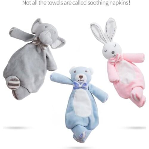 Baby Plushy Security Blanket Comforting Towel Elephant Bunny Stuffed Plush Baby Doll Sleep Comfort Toy Doll Baby Rattles Toys