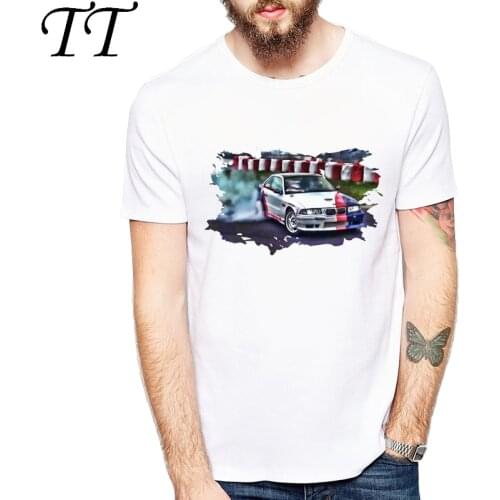 Drift Car/Sunset city car Fashion T Shirt Men Summer classic Car T-shirt white Creative Design Tops Letter Go hard,or go home