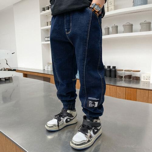 Quality 2021 Casual Handsome Elastic Waist Baby Boy Jeans Spring Autumn Kids Boys Denim Pants For 4 5 6 7 8 9 10 11 12 14Yrs