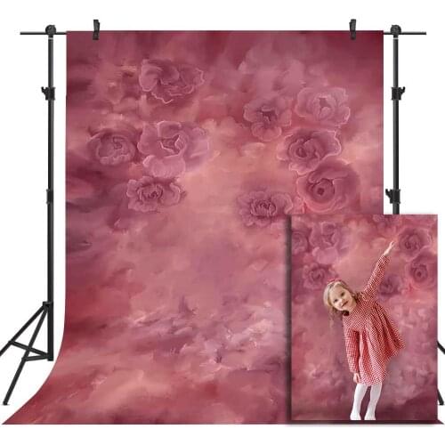 Kids Portrait Newborn Photography Backdrop Abstract Texture Hand Printed Photo Booth Background Red Floral Backdrop Art Studio