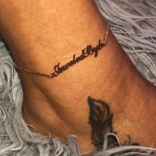 Customized Personalizel Anklets for Women Beach Jewelry Custom Gold Silver Plated Hip Hop Jewely Stainless Steel Anklet Chain