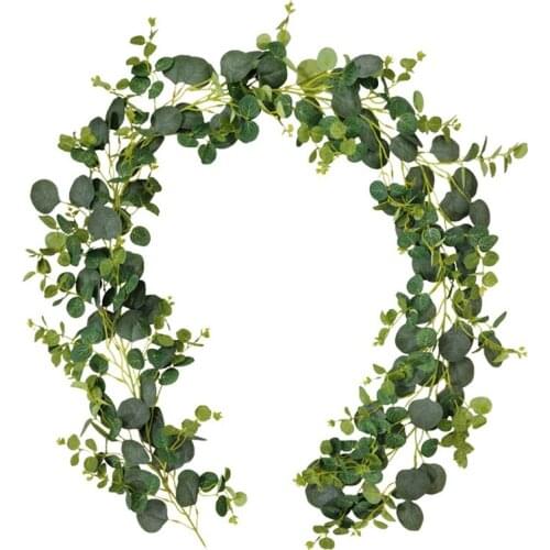 Artificial Eucalyptus Garland Vine, Faux Greenery Ivy Eucalyptus Leaves Wedding Backdrop Arch Wall Window Home Decor