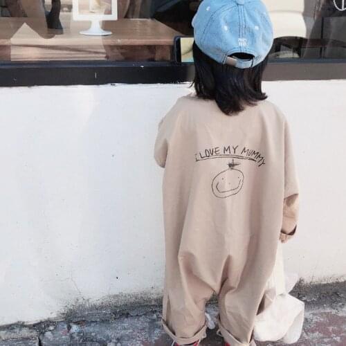 Boys and Girls Cotton with Back Print Jumpsuit Baby Kids Long Sleeve Casual Infants Climbing Clothes Little Children Rompers
