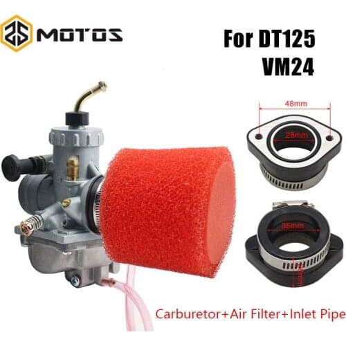 ZS MOTOS 3pcs Set Carburetor+Air Filter+Inlet Pipe VM24 Carb DT125 Carburetor Kit For YAMAHA DT125 MIKUNI VM24 Accessories