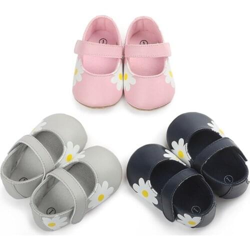 Hot Autumn Toddler Baby Girls Boys Casual Shoes Crib Shoes Leather Floral Slip On Baby Shoes