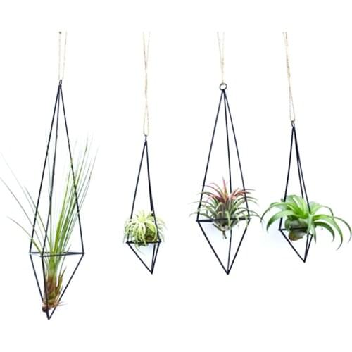 Metal Geometric Hanging Air Plant Holder Rack Air Pineapple Iron Hanging Support