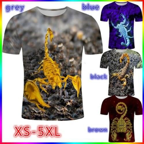 Mens Fashion Tops Summer 3D Printed Scorpion Short Sleeve T-Shirt