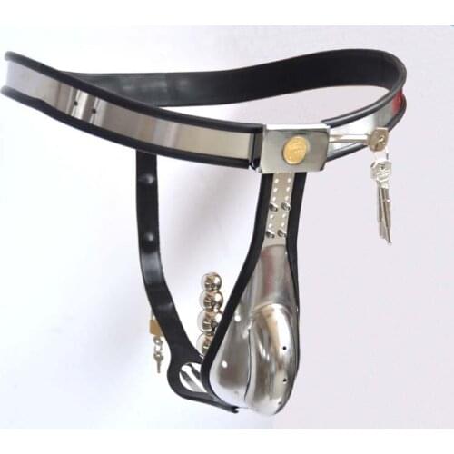 Male Chastity Belt Mens Stainless SteeChastity Cage With Removable Anal Bead Plug Master Slave Lockable Penis Restraint Device