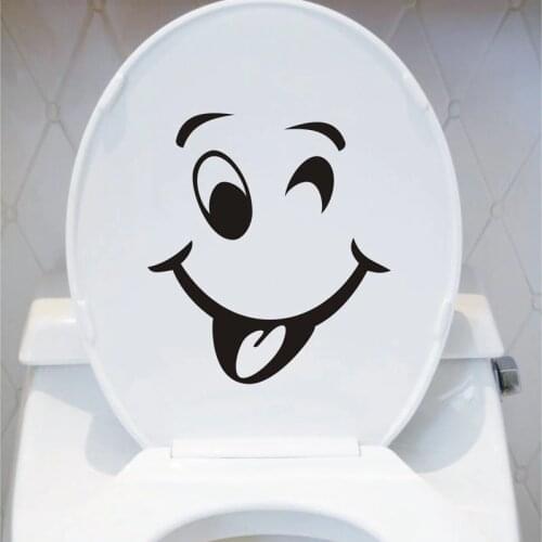 Cute Smile Face Toilet Sticker Bathroom Wall Decal Decor Black 4WS-0041