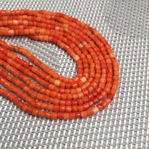 Natural Small Coral Beads Cylindrical Shape Loose Beads for Making DIY Jewely Bracelet Necklace Exquisite Gift Size 3x3mm