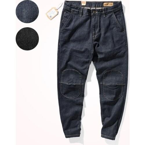 2021 Autumn New Primary Color Denim Original Tooling Jeans Mens Fashion Retro Heavyweight Washed Old Straight Pencil Pants