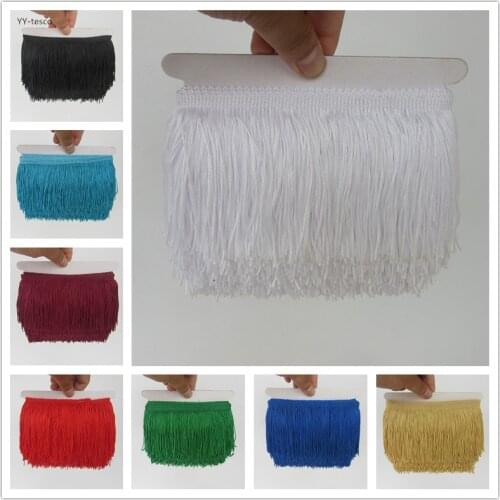 Wholesale 5 yards 10CM Width Tassel lace ribbon Fringe Polyester DIY Lace Trim For Latin Dress Costume Accessories