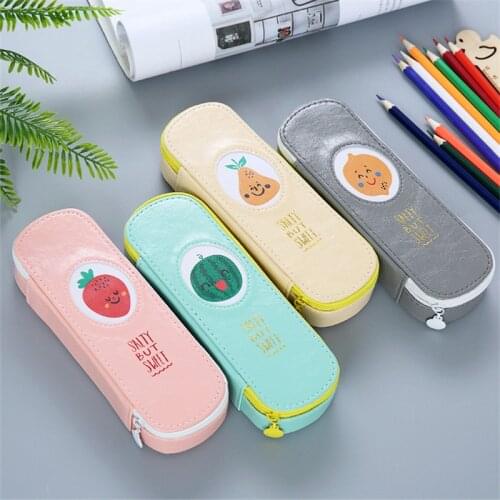 New Arrival PU Leather Fruit Pencil Case Cute Student Pencil Bag Stationery School Supplies Pencil Box Estojo Escolar