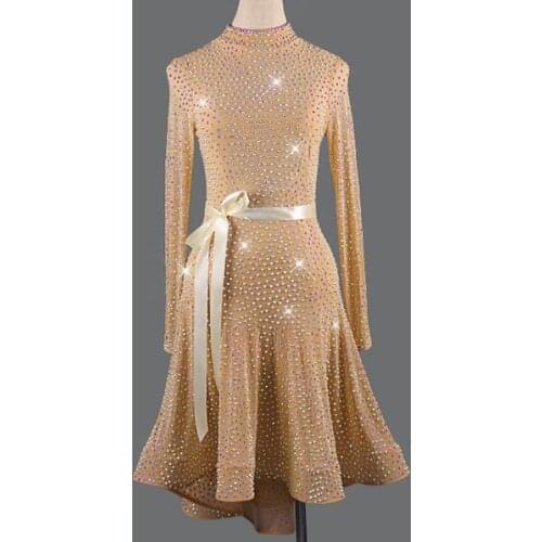 Latin competition Dress Women professional Latin Dresses full rhinstone decoration black, blue,skin