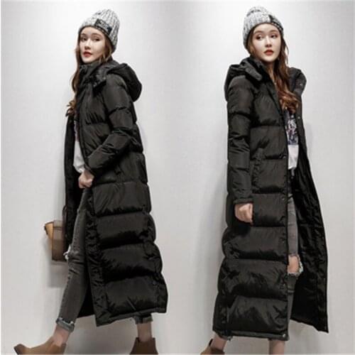 New Big Size Winter Women Down Coat Winter super long down jacket female Slim thick long paragraph over the knee Down Coat D829