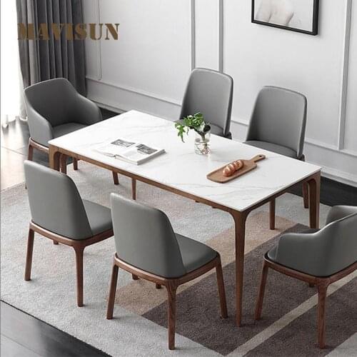 Restaurant Rock Plate Household Rectangular Dining Table Modern Minimalist Natural Stone Table And Chair Combination Furniture
