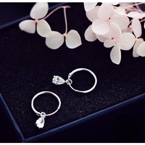 S925 Sterling Silver Water Drop Earrings For Women Zircon Circle Korean Fashion High Quality Lady Gifts Wedding Jewelry INEFFA
